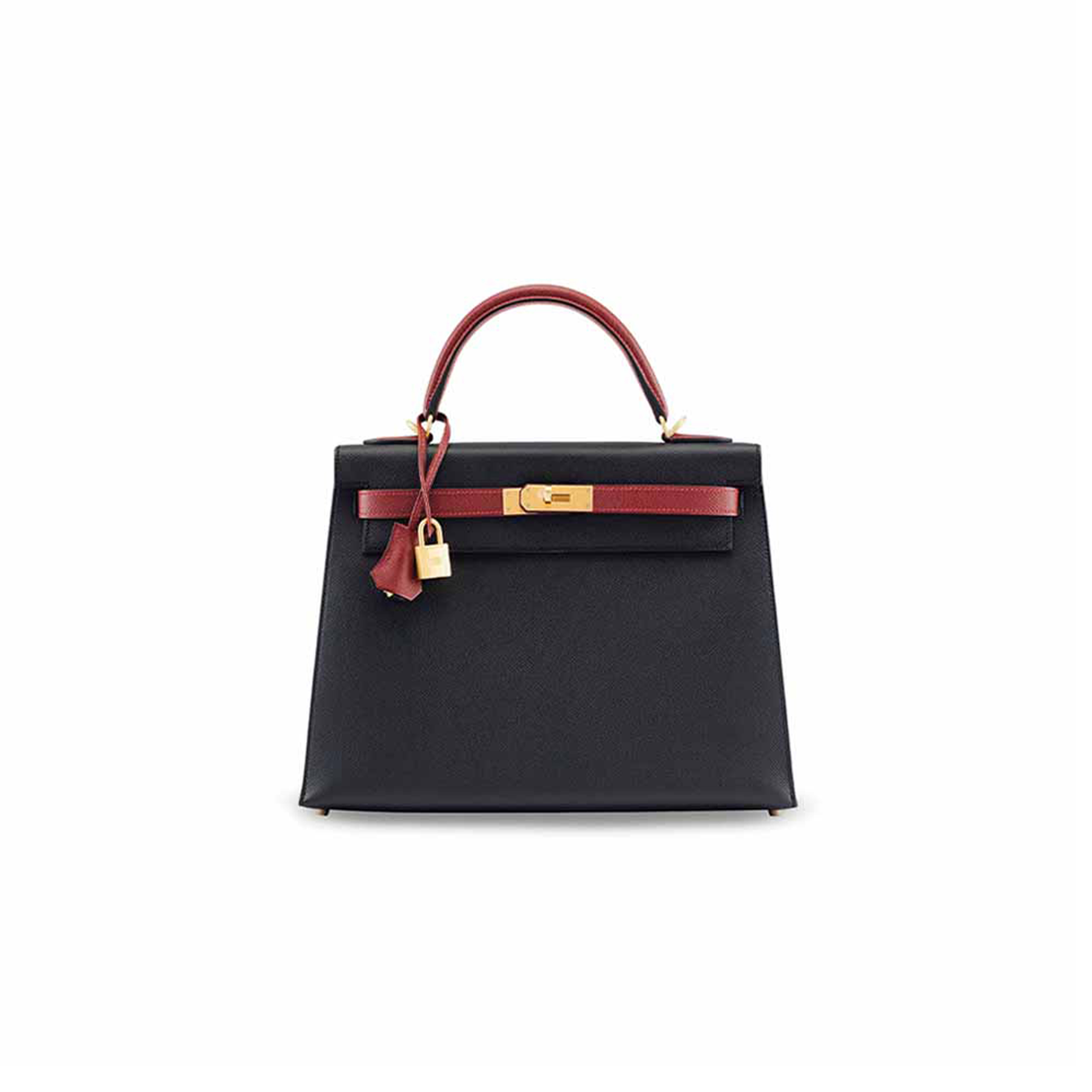 HERMÈS MASTER BLACK & ROUGE H EPSOMKELLY 28 GOLD HARDWARE (28*22*10cm) 